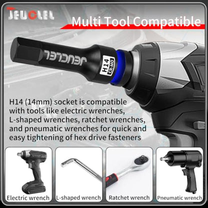 14mm Hex Impact Bit Socket, H14 1/2" Drive Allen Socket, Cr-Mo | 3-Inch, Lengthen Hex Screwdriver Adapter for Electric Ratchet Wrenches Fastening Screws, Socket Wrench, Head Drill - size: 1PC | H14 14MM