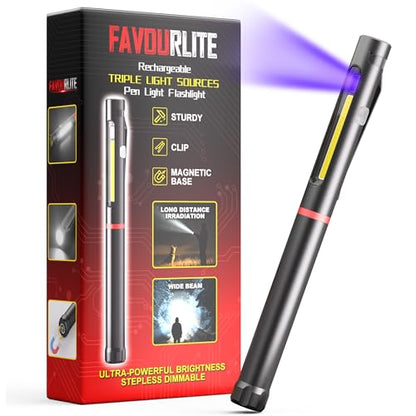 Pen Light Flashlight, 800 Lumens LED Pen Flashlights Rechargeable 6 Modes COB Magnetic Flashlight with Clip Bright Pocket Flashlights Work Light Portable Waterproof Durable Penlight (1, 7.08in) - size: 7.08in