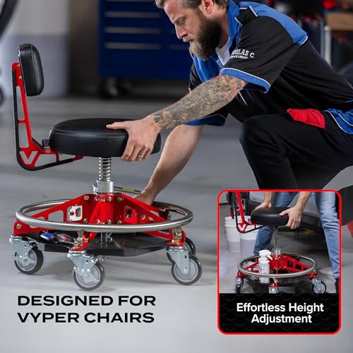 Vyper Industrial Tool Tray Accessory for EZ-Lift Shop Chairs | Heavy-Duty Steel Under-Seat Tool Organizer with Rubber Mat, For frequently used tools, parts, and hardware