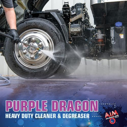 AIM Chemicals Purple Dragon Heavy Duty Degreaser – For Cars, Trucks, Equipment, and Concrete. Powerful wheel & tire cleaner for industrial use & car detailing. Compatible with wheel brush - 5 Gal - size: 640 Fl Oz (Pack of 1)