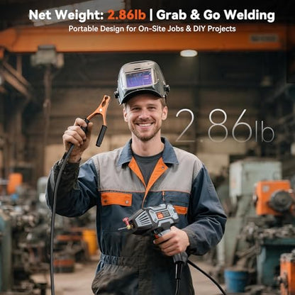 Portable Handheld Welding Machine 110V: 200A IGBT Inverter ARC Welder Gun with Digital Display & 6-Level Current Control, Hot Start & Anti-Stick Fits for 3/32"-1/8" Stick Rod - style: MMA200