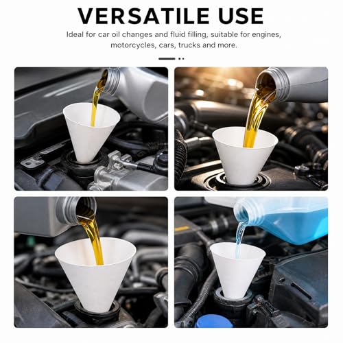 25 PCS Disposable Paper Funnels, Universal Oil Fuel Fluid Funnel for Car SUV Sedan Truck, No Spill Cone Funnel for Automotive Oil & Gas Changing