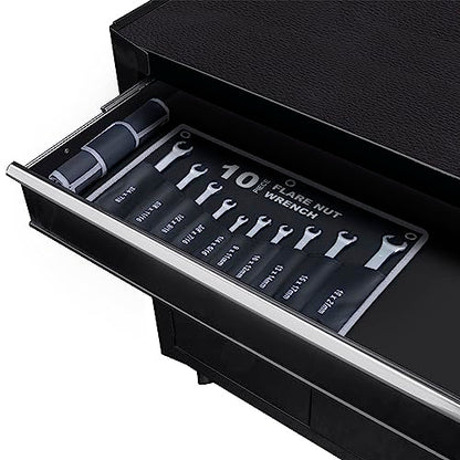10-Piece Complete Metric and SAE Flare Nut Wrench Set with Pouch | Metric 9mm - 21mm, Inch 1/4” - 7/8” | Cr-V Steel, 6-Point Double-End Design, Perfect Line Wrench for Fuel, Brake and Air Conditioning