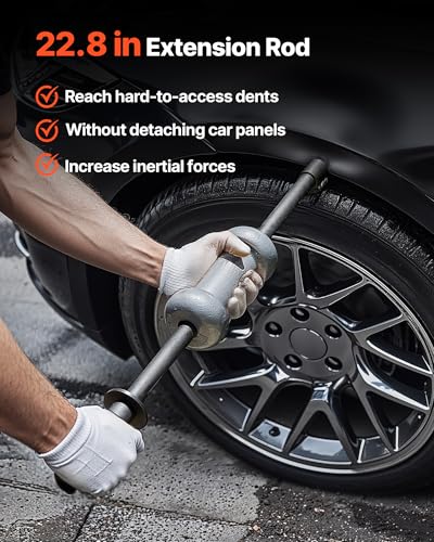 VEVOR Dent Puller Kit, 10 lbs 13-in-1 Slide Hammer Dent Removal Kit, Heavy-Duty Auto Body Truck Repair Automotive Damage Remover Tool Repair Frame with Carrying Case, Extension Rod, Non-Slip Handle - size: 10 lbs 13-in-1