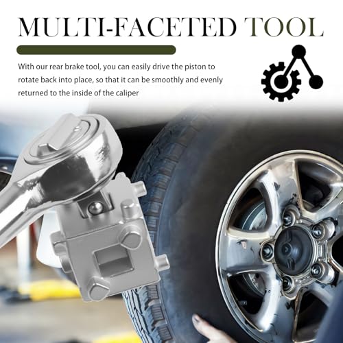 Car Cube Brake Caliper Compression Tool with 3/8" Square Drive Hole,6 Sides Brake Piston Tool for Adjusting Pistons,Steel Car Accessories Rear Brakes Caliper Tools for Disc Brakes