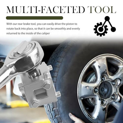 Car Cube Brake Caliper Compression Tool with 3/8" Square Drive Hole,6 Sides Brake Piston Tool for Adjusting Pistons,Steel Car Accessories Rear Brakes Caliper Tools for Disc Brakes