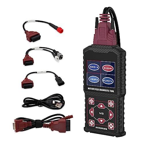 M3‑C Motorcycle Diagnostic Tool for Suzuki 6P/4P, Vespa, EUROV 6P – Read/Clear Fault Codes & Live Data, ECU/Service/Throttle Reset, ABS Bleed, OBD2 Scanner - style: M3-C