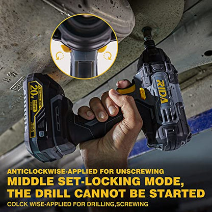 RIDA Cordless Impact Driver Kit 20V 180Nm Torque Home DIY & Repair Projects | 1/4" All-Metal Hex，0-2800RPM, Variable Speed, 2.0Ah Battery, 1H Fast Charger, 25 Driver Bits, Storage Tool Bag - style: Cordless Impact Driver