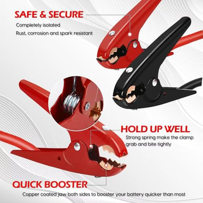 NOONE Heavy Duty Jumper Cables - 1 Gauge 25 FT 900Amp Automotive Booster Jumper Cables with Reverse Polarity Protection for Car, SUV and Trucks Battery, Jumper Cables Kit with Gloves, in Carry Bag