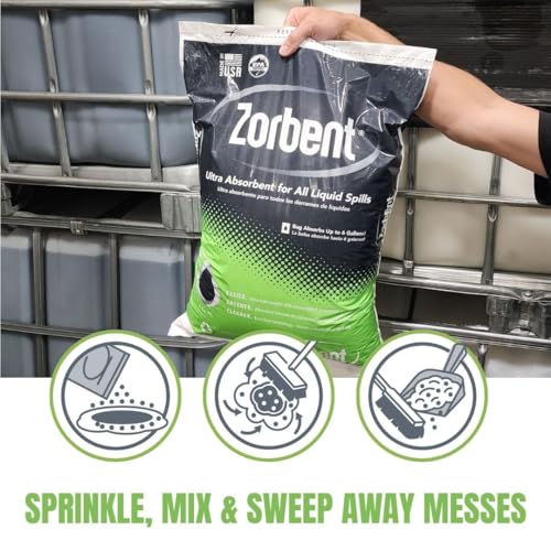 Zorbent Oil Spill Absorbent | 70 Bag Skid | Absorbs up to 6 Gallons of Liquid Per Bag. Non-Toxic, Low-Dust, with Cleaning Agent. For Fast Industrial and Commercial Spill Cleanup. - size: 960 Ounce (Pack of 70)