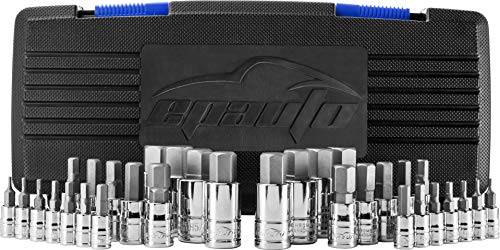 EPAuto 32 PCs Hex Bit Socket Set, SAE and Metric, S2 & Cr-V Steel - size: Hex Bit- 32 Pieces