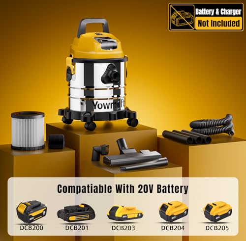 4 Gallon Cordless Shop Vac, Cordless Shop Vacuum Wet and Dry with 16 Kpa Strong Suction & Blower, Battery Powered Shop Vac for Car, Home and Garage (Tool Only)