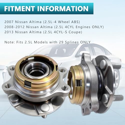 513294 Front Wheel Bearing Hub Assembly for Nissan Altima 2.5L 2007 2008 2009 2010 2011 2012 2013 (2PCS) - size: 513294