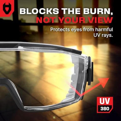 NoCry Clear Safety Goggles Over Glasses — for Men & Women With Gasket, UV380, Anti Fog Panoramic Vented Lenses — ANSI Z87.1 Eye Protection For Construction, Dust And Lab Goggles Adult - style: Overspecs Goggles
