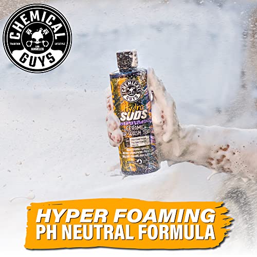 Chemical Guys, HydroSuds Ceramic High Foaming Car Wash Soap, Berry, 16 oz | Ceramic polymers add gloss and water beading, thick foam for cannons, guns or buckets, sweet berry scent - size: 16 Fl Oz (Pack of 1)