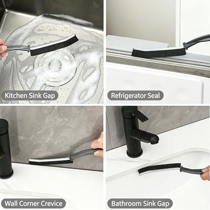 Hard Bristle Crevice Cleaning Thin Brush Set,Deep Cleaning Small Spaces 3pc | Crevice Gap Cleaning for Bathroom Kitchen Upholstery Window Track Tiles Door Slots Car Household Blind Sink Bathtub Baseboard