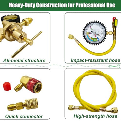 53010 Automotive/HVAC Pressure Tester Kit, Pressure Testing Tools, Includes 53001 Nitrogen Pressure Regulator, Leak Testing Adapter 53042, Charging Hose, R134a Adapter, R410A Adapter