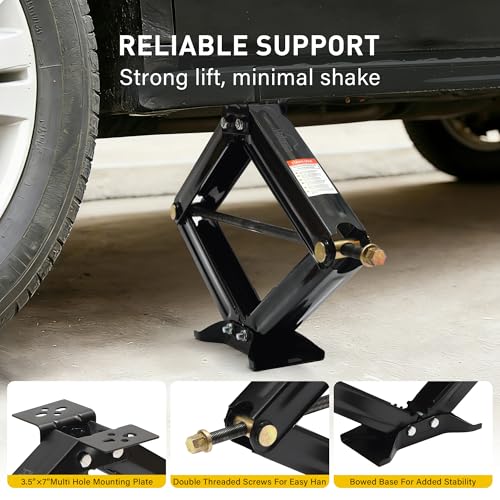 RV Scissor Jack Stabilizer 7500lbs Heavy Duty 24" RV Trailer Stabilizer Leveling Scissor Jack for RV Camper with Crank Handle (New 24’‘ 1pc) - size: New 24’‘ 1pc
