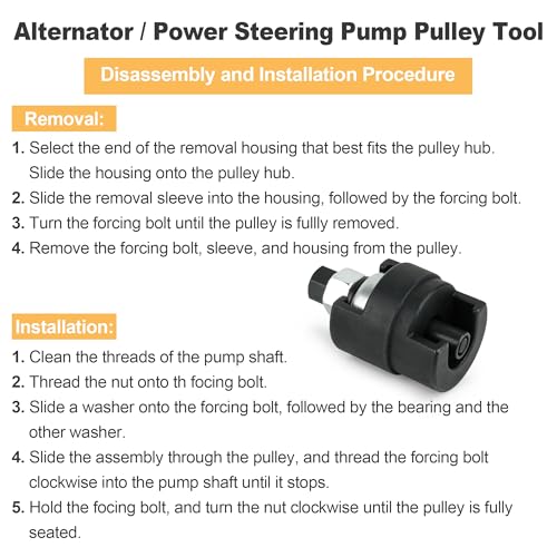 Power Steering Pump Pulley Puller Remover Installer Tool for Ford Chevy | Fits 1-1/8", 1-1/4", 1-5/16", 1-3/8" Press-Fit Hubs 4681