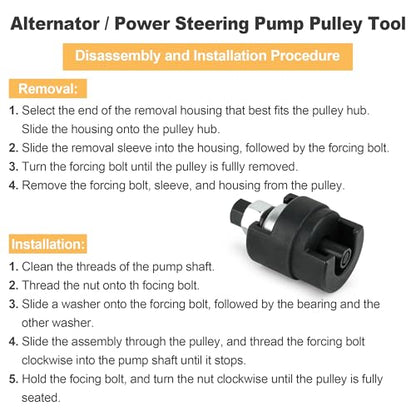 Power Steering Pump Pulley Puller Remover Installer Tool for Ford Chevy | Fits 1-1/8", 1-1/4", 1-5/16", 1-3/8" Press-Fit Hubs 4681