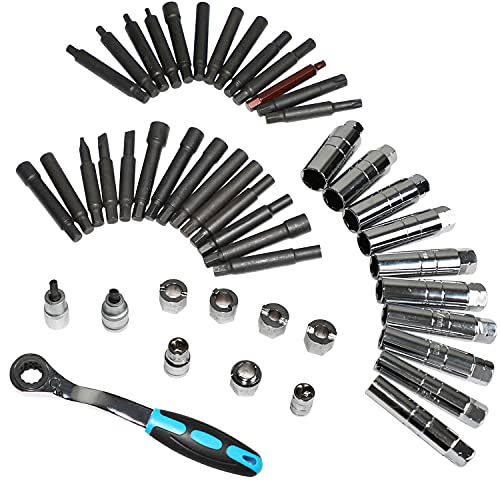 Shock Absorber Strut Nut Removal Fixed Kit Steering Hub Suspension Strut Spreader Remove Socket with Ratchet Adaptors (47pc) - size: 47PC