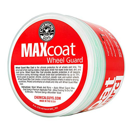 Chemical Guys, Wheel Guard Max Coat & Rim Sealant, Gloss, All Wheels, 8 oz | Durable sealant shields wheels and rims from brake dust and grime, adding gloss and easier rinse-off cleanup