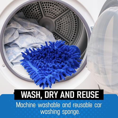 Ultra Plush Microfiber Car Wash Mitt - Scratch-Free, Lint-Free, Extra Absorbent, Machine Washable - Detailing Chenille Cleaning Mitt Perfect for Cars, Trucks, Motorcycles, and Household Surfaces - size: 1 Pack