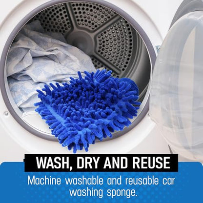 Ultra Plush Microfiber Car Wash Mitt - Scratch-Free, Lint-Free, Extra Absorbent, Machine Washable - Detailing Chenille Cleaning Mitt Perfect for Cars, Trucks, Motorcycles, and Household Surfaces - size: 1 Pack