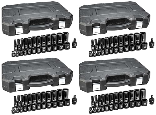 GEARWRENCH 25 Pc. 3/8" Drive 6 Pt. SAE Impact Socket Set, Standard & Deep - 84919N (Pack of 4) - size: 3/8" Drive (Pack of 4)
