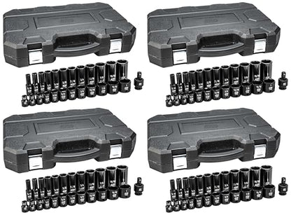 GEARWRENCH 25 Pc. 3/8" Drive 6 Pt. SAE Impact Socket Set, Standard & Deep - 84919N (Pack of 4) - size: 3/8" Drive (Pack of 4)