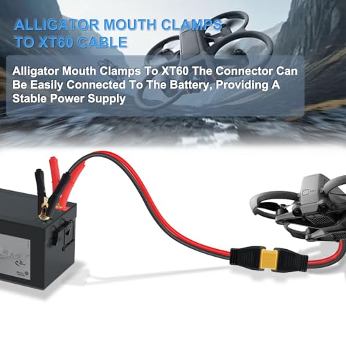 XT60 to Alligator Clip Cable 12AWG 30A XT60 Female to Alligator Clips 12V 24V, for Power Station, Cars Motorcycles, Tractor, Ship (3 m/10 ft) - size: 3 m/10 ft