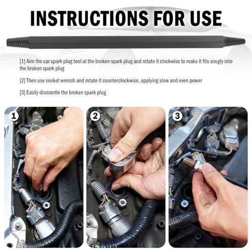 Dual-End Broken Spark Plug Removal Tool,Reverse Thread Broken Spark Plug Extractor Tool Set,Universal Sparks Plugs Socket as Car Gadgets for Automotive Engines Repair