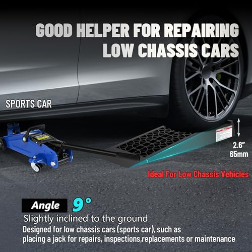Low Profile Car Ramps for Lift Maintenance and Oil Changes, 2.6" Lift | Heavy Duty Race Ramps for Sports Car Low Chassis Vehicle, 2 Pack - color: 5 Ton