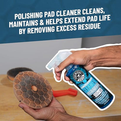 Chemical Guys, 5.5 in Foam Buffing Pad Kit, 3 Pads & Pad Cleaner, 4-Piece | Cutting, polishing and finishing foam pads plus pad cleaner for dual-action and rotary polishers using 5 in plates - size: 5.5"