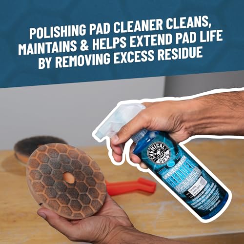 Chemical Guys, Hex-Logic Buffing Pad Sampler Kit with Cleaner, 6.5 in, 4-Pc | Three foam pads plus pad cleaner for cutting, polishing and finishing, fits 6 in plates on dual-action polishers - size: 6.5"