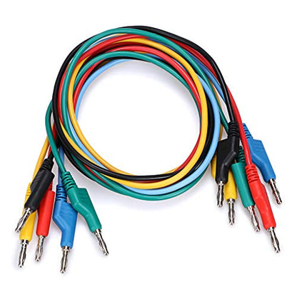 Sumnacon 5Pcs 4mm Banana to Banana Plug Test Leads for Multimeter,3.3Ft/1M | 1000V/15A Flexible Stackable Stackable Banana Plug Wire Test Cable Lead for Electrical Testing - size: 1 m