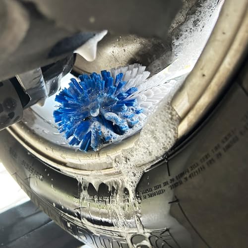 Wheel Brush Kit,Soft Drill Wheel Cleaner Brush, No Scratches Highly Dense Car Cleaning Brush Set for Wheels, Tire, Rims, Engines, Exhaust(Blue + White 3 Pk) - color: Blue + White 3 Pk