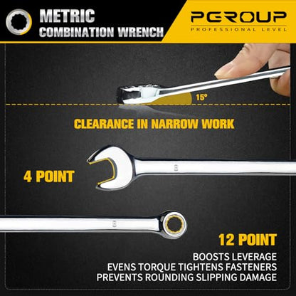 8mm Metric Combination Wrench, CR-V Steel with Mirror Polish, 12-Point Design, 15-Degree Offset, Perfect for Auto Repair, Household, Car & Truck Emergency - size: 8mm