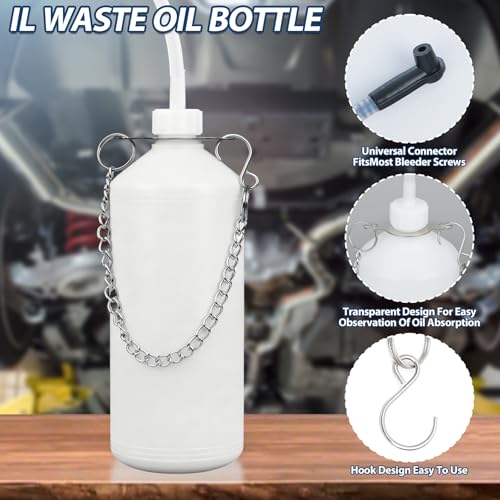 3L Manual Brake Bleeder Kit with Pressure Gauge for Most Vehicles | 1L Waste Bottle with Hook,4 Master Cylinder Adapters,Safety Relief Valve,for Cars,SUVs & Clutch Systems,One-Person Operation