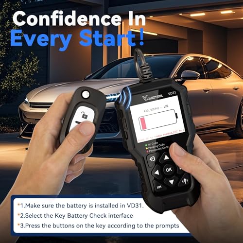 VDIAGTOOL VD31 Enhanced OBD2 Scanner, 3-in-1 Check Engine Code Reader, OBD2 Scanner Diagnostic Tool with Car Battery Tester & Car Key Battery Tester, Car Code Reader for Cars and Trucks All Cars 1996+