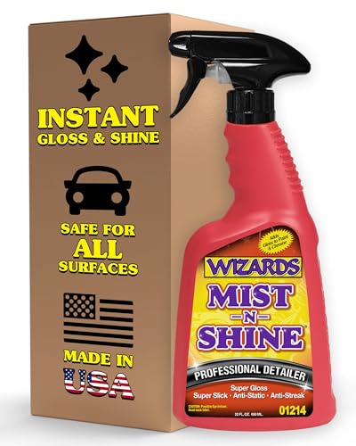 Wizards Mist-N-Shine Professional Car Detailing Spray - Quick Detailer Spray for Cars, Show-Car Gloss, Streak-Free Finish on Paint, Chrome, Glass and Plastic Trim, Wax-Free Formula - 22 oz - size: 22 Fl Oz (Pack of 1)