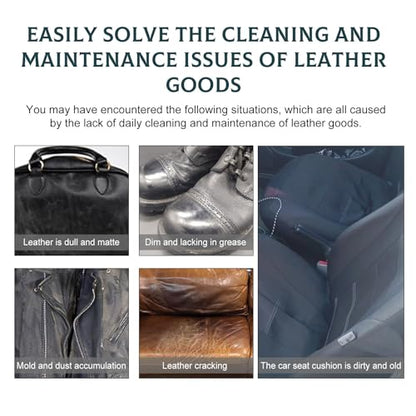 Leather Repair Salve and Brush Set for Furniture Upholstery Car Seats Wood Sofa Cleaning Conditioning Restore Shine Softness Prevent Cracks