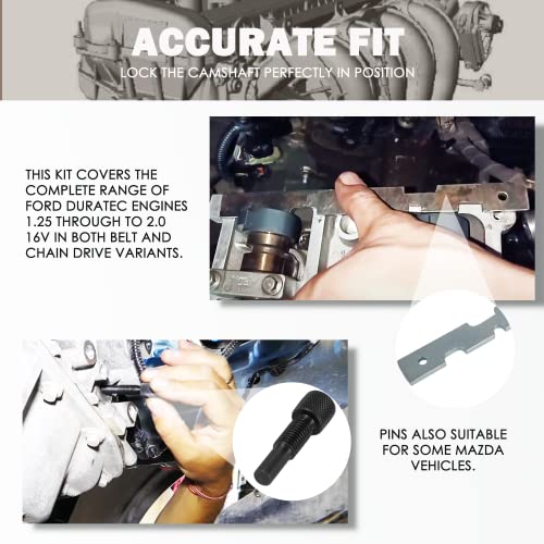 5PC Cam Timing Alignment Tools Compatible with Ford/Mazda 303 465 574 507 | Timing Belt Tool Set for Ford Mazda 2.0L 2.3L 2.5L MZR Duratec Engines, Quality Aluminum & Steel