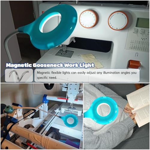 LED Magnetic Work Light with Ring-Shape for Sewing Machine | Flexible Gooseneck, For Lathe Drill Press Workshop - style: Magnetic Light-Ring
