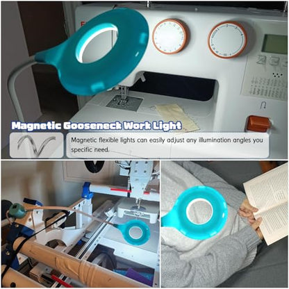 LED Magnetic Work Light with Ring-Shape for Sewing Machine | Flexible Gooseneck, For Lathe Drill Press Workshop - style: Magnetic Light-Ring