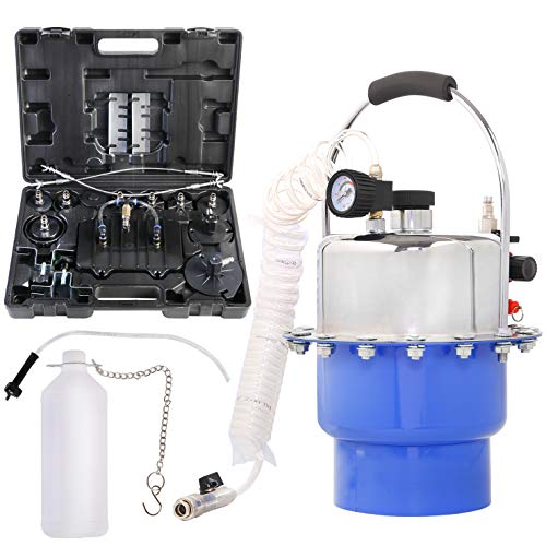 YSTOOL Brake Bleeder Kit Pneumatic Pressure Brake Clutch Fluid Bleeding Tool Set with Master Cylinder Adatpers Air Power Pressurized Oil Change Bleeder Machine and Waste Oil Collection Bottle (Blue) - color: Blue