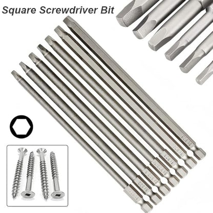 Wolfride Square Head Bits 7PCS Square Head Screwdriver Bits Square Drive Bit Set |5.9 Inch Length SQ1 SQ2 SQ2.5 SQ2.74 SQ3 SQ4 SQ5 - style: Square Head