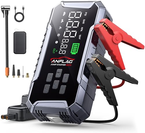Car Jump Starter with Air Compressor 160PSI, 7000A Car Battery Jumper Starter Portable 12V Jump Box(All Gas/12L Diesel), Cordless Tire Inlfator, 26800mAh Powerbank, Led Lights, Safety Hammer