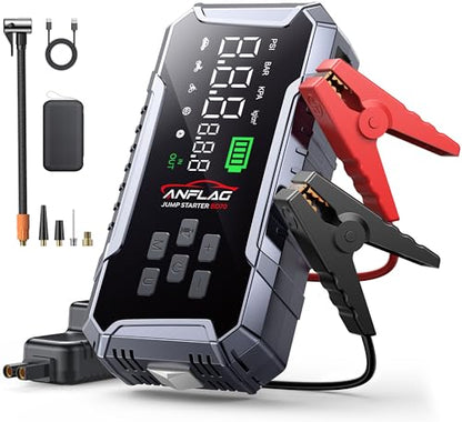 Car Jump Starter with Air Compressor 160PSI, 7000A Car Battery Jumper Starter Portable 12V Jump Box(All Gas/12L Diesel), Cordless Tire Inlfator, 26800mAh Powerbank, Led Lights, Safety Hammer