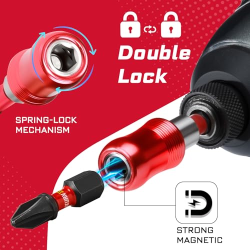 Geinxurn 12” Impact Screwdriver Bit Holders, 5PCS Magnetic Extension Quick-Change Socket Drill Bit Holder Cr-V SteelHex Shank Quick Release Drill Bit Guide - size: 12"